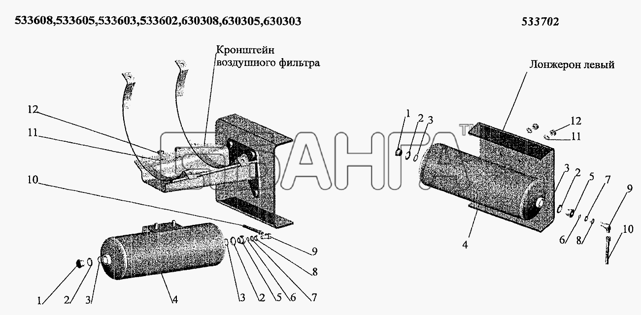 МАЗ МАЗ-6303 (2005) Схема Ресивер регенерации-174 banga.ua